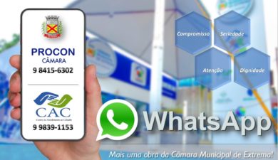 Casa do Cidadão da Câmara disponibiliza Whatsapp PROCON e CAC