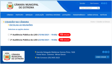 Abertas inscrições para participação das Audiências Públicas da LDO