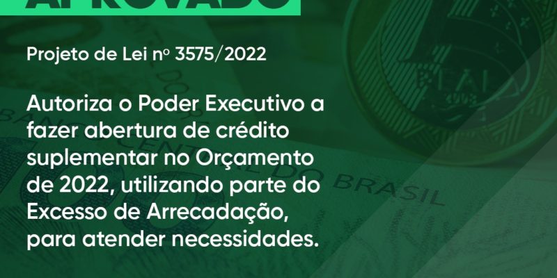 Legislativo aprova abertura de crédito suplementar no Orçamento de 2022