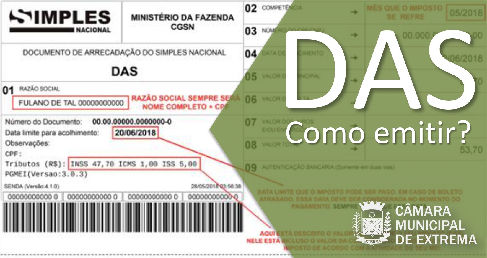 CAC realiza a emissão do DAS para MEIs de forma gratuita - Câmara Municipal  de Extrema (MG)