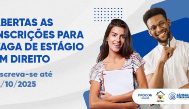 CÂMARA ABRE PROCESSO SELETIVO  PARA ESTÁGIO EM DIREITO
